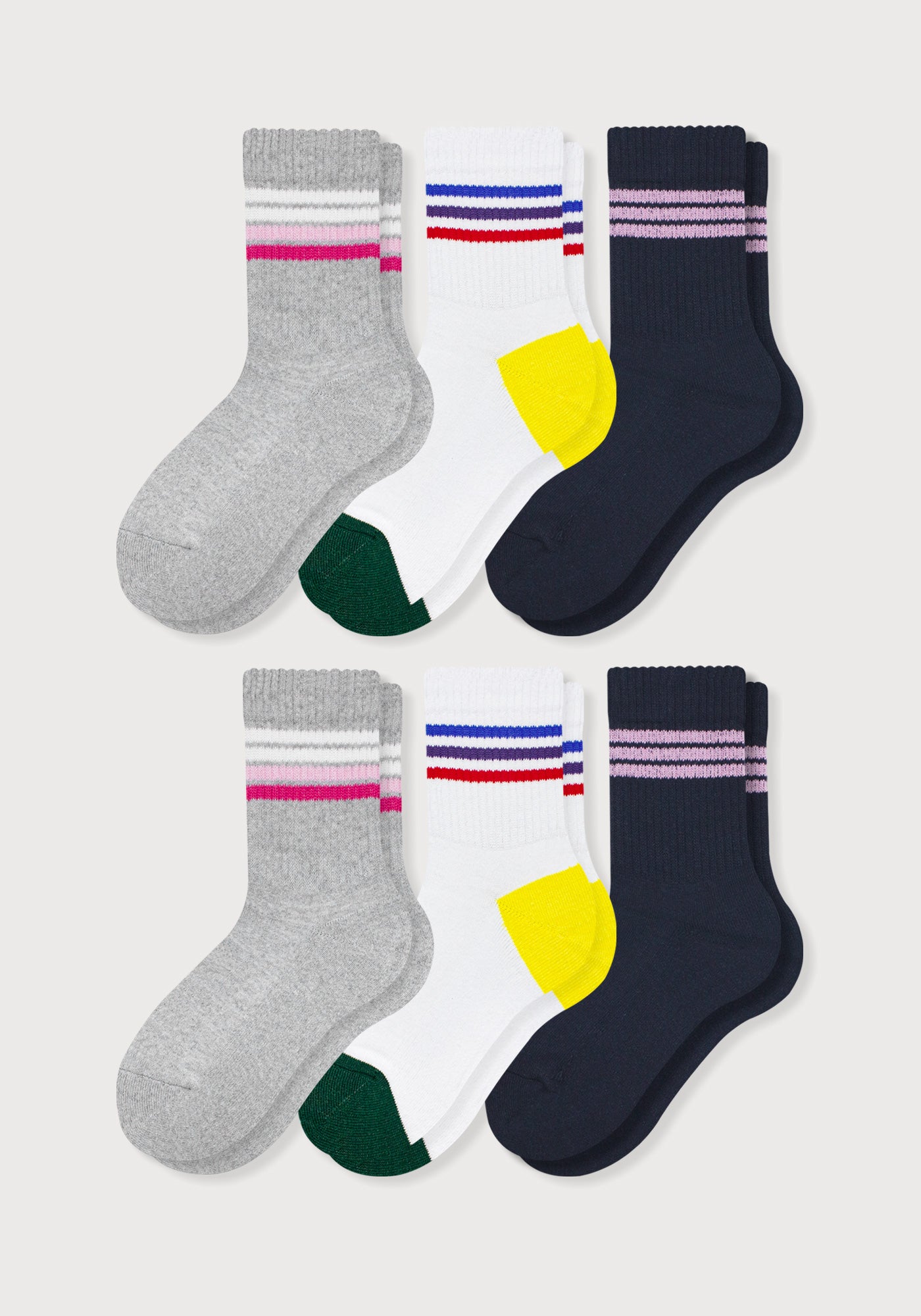 Media Semi Acolchada 3/4 Rayas Dama