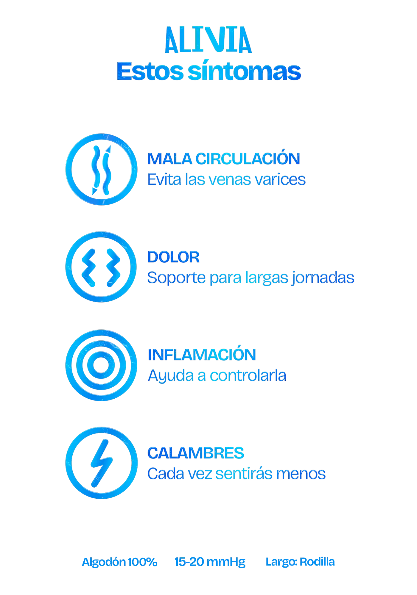 Media Beneficios Compresión Baja 15-20 mmHg Acanalado Hombre