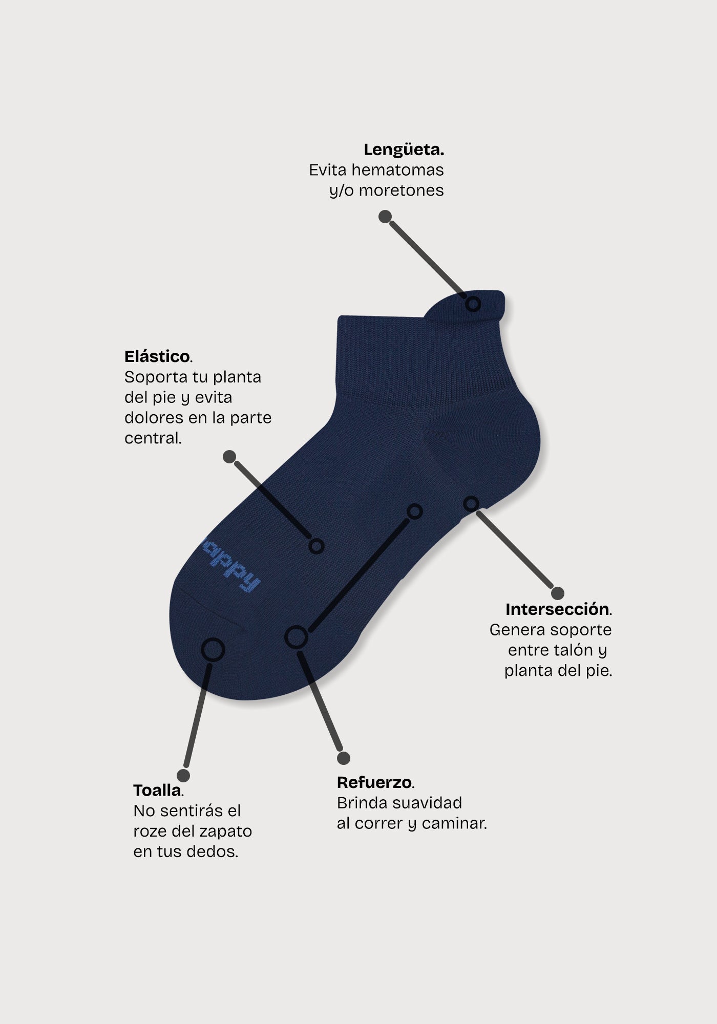 Media Running Tobillera Lengüeta Unisex